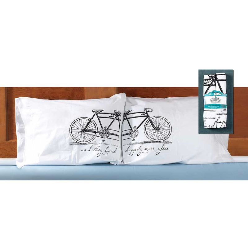 Jozie B and They Lived Happily Ever After Tandem Bicycle White 32 x 22 Cotton Pillowcase, Set of 2
