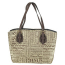 Dicksons Brown Purse Fashion Jacquard Fabric Zippered Bible Cover Case with Shoulder Carry Handles, Large