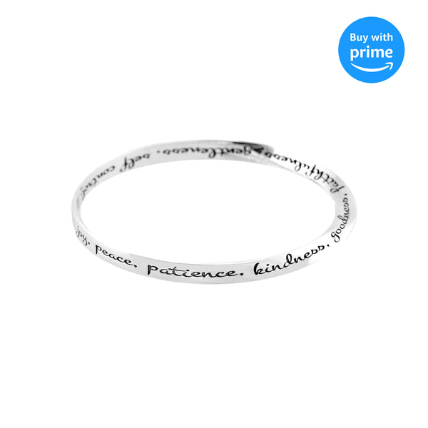 Fruits of Spirit Joy Peace Patience Love Womens Silver Plated One Size Fits Most Bangle Bracelet