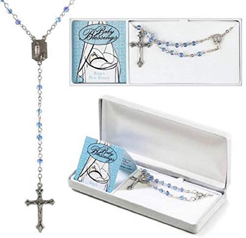 Dicksons Blue Boy Baby Blessings Silver Plated 4mm Bead First Rosary