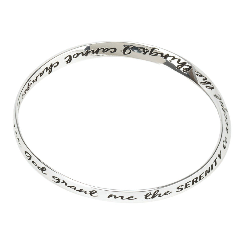 Dicksons Courage Wisdom Serenity Prayer Women's One Size Silver-Plated Wide Mobius Twist Bracelet