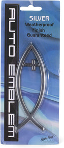 Harbor House Large Silver Christian Cross Fish Auto Emblem