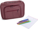 Burgundy Leather Like Reinforced Bible Cover Case with Handle and Stationary, X-Large