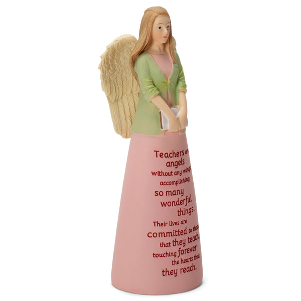 Teachers are Angels Without Wings Pink 6 Inch Resin Tabletop Angel Figurine