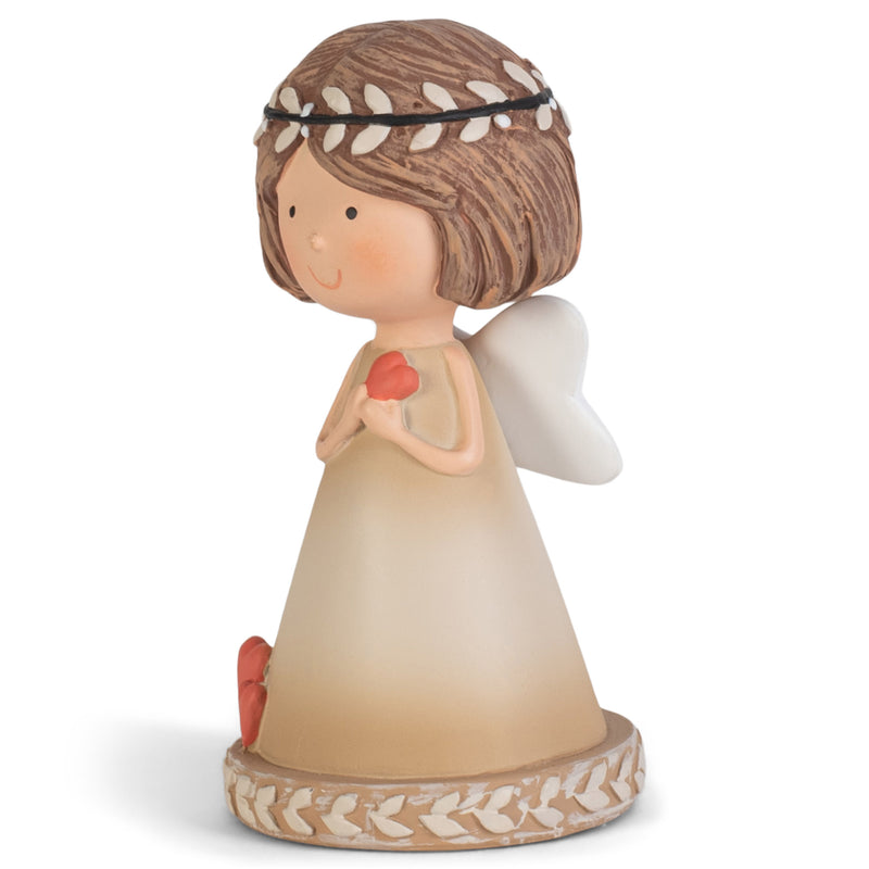 Shaded Coffee Brown Angel with Heart 3 inch Resin Decorative Tabletop Figurine