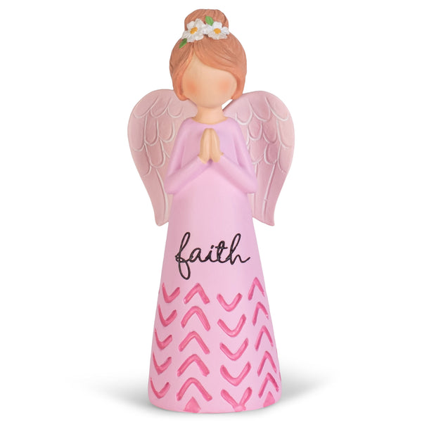 Bubblegum Pink Praying Faith Angel 3.5 inch Resin Decorative Tabletop Figurine