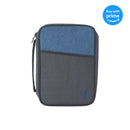 Blue and Gray Reinforced Polyester Bible Cover Case with Handle, Large