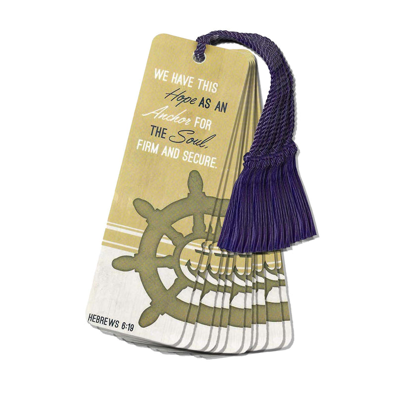 Dicksons Hope As Anchor Tan Striped Tassel Bookmarks, Pack of 12