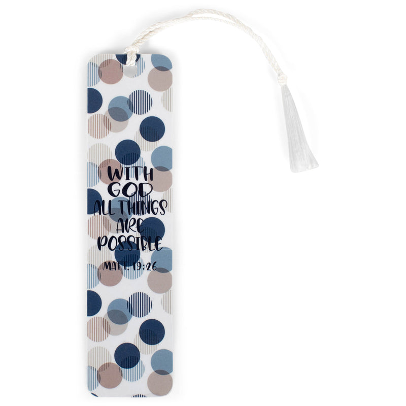 All Things Possible Blue Polka Dot 2 x 6 Paper Keepsake Bookmark