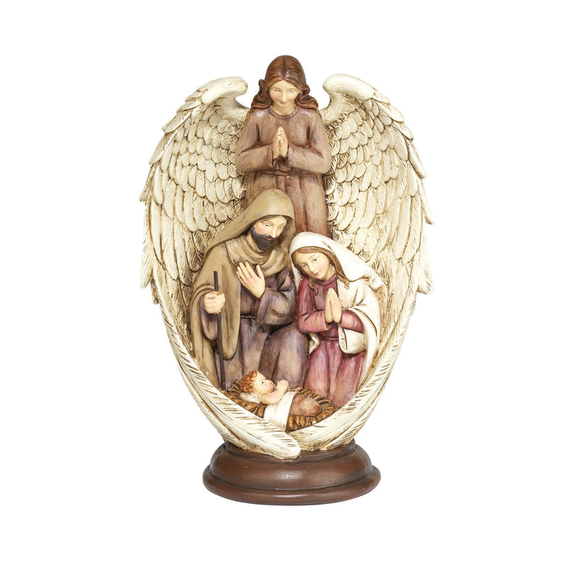 Distressed Cream Holy Family 10.25 x 7 Resin Decorative Tabletop Figurine