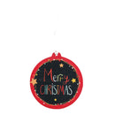 Merry Christmas Red Bulb 4.25 x 4 MDF Decorative Hanging Ornament