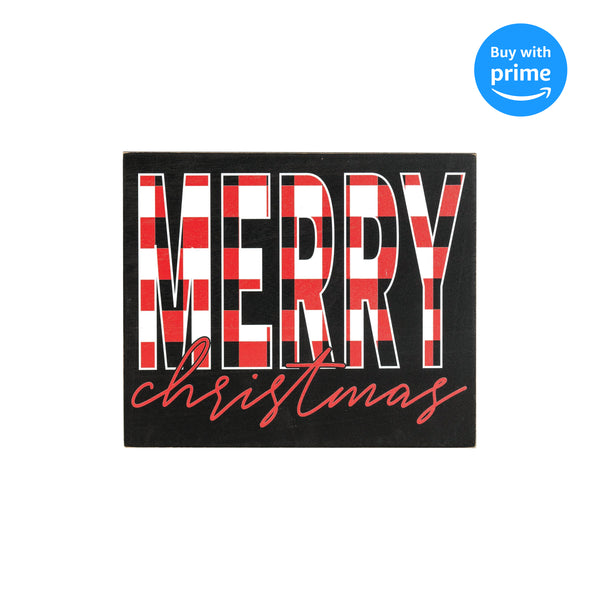 Buffalo Plaid Red Merry Christmas 8 x 10 MDF Decorative Wall or Tabletop Sign