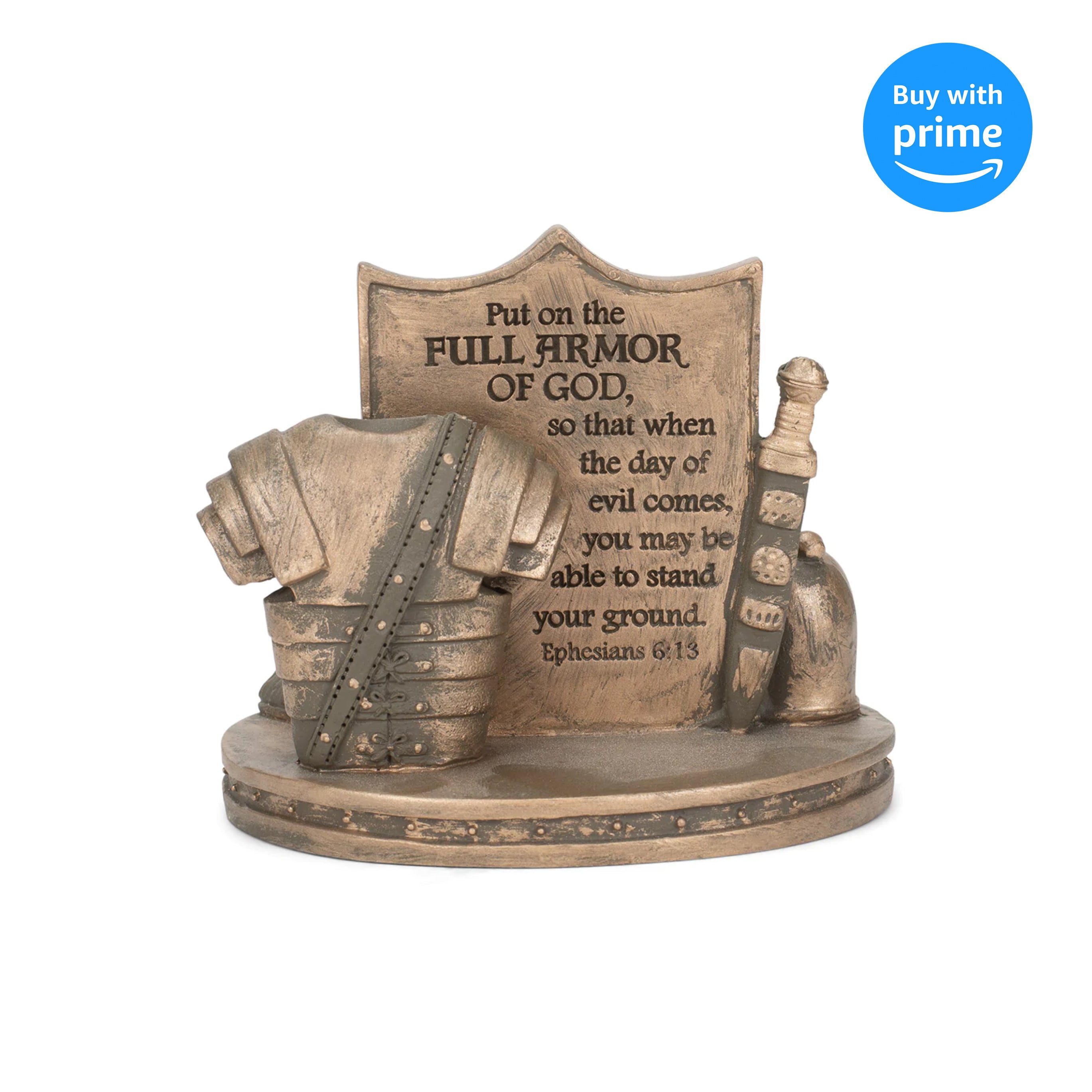 Dicksons Bronzetone Full Armor Scripture 3 x 4 Resin Decorative Tablet