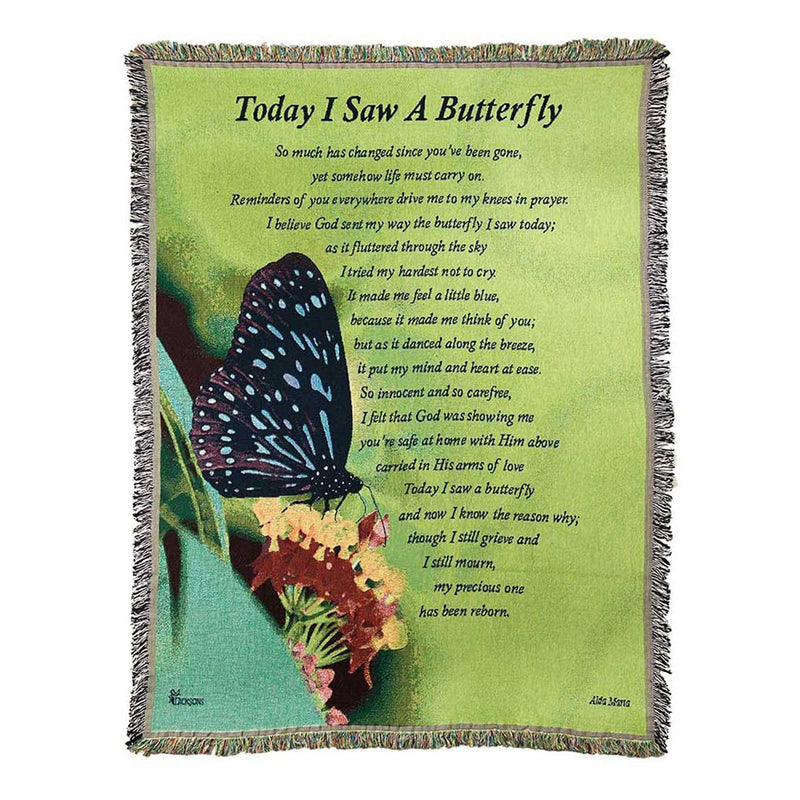 Dicksons Today I Saw A Butterfly Green 68 x 52 Inch Tapestry Throw Blanket