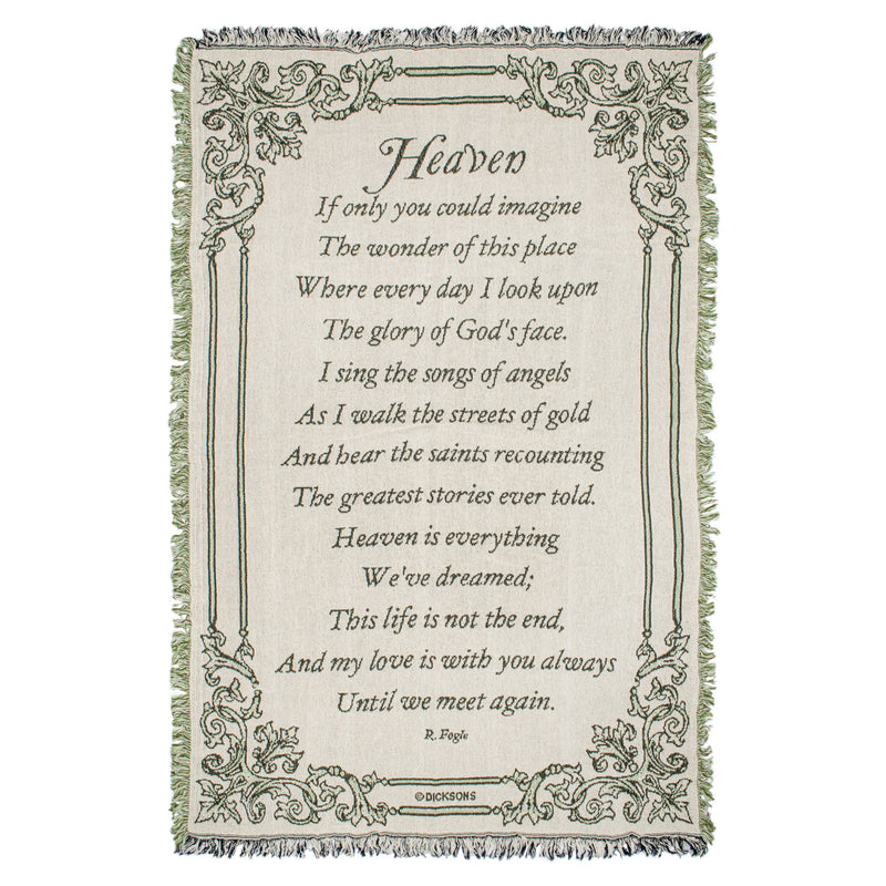 Dicksons Heaven If Only You Could Imagine Memorial 46 x 68 All Cotton Tapestry Throw Blanket
