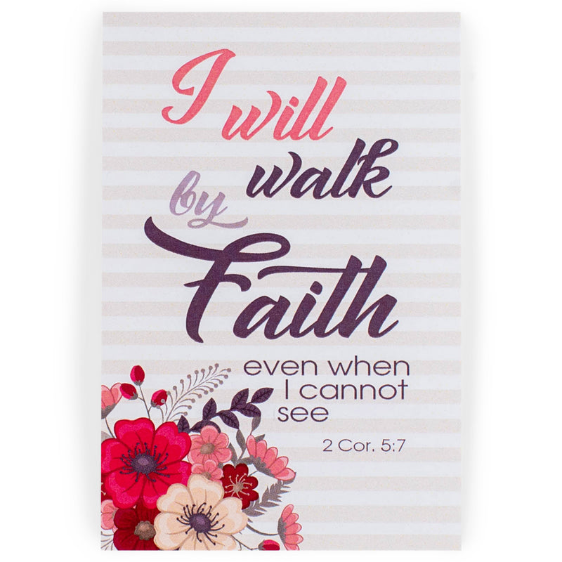 Walk by Faith Pink Floral 2 x 3 Paper Keepsake Itty Bitty Bookmarks Pack of 24