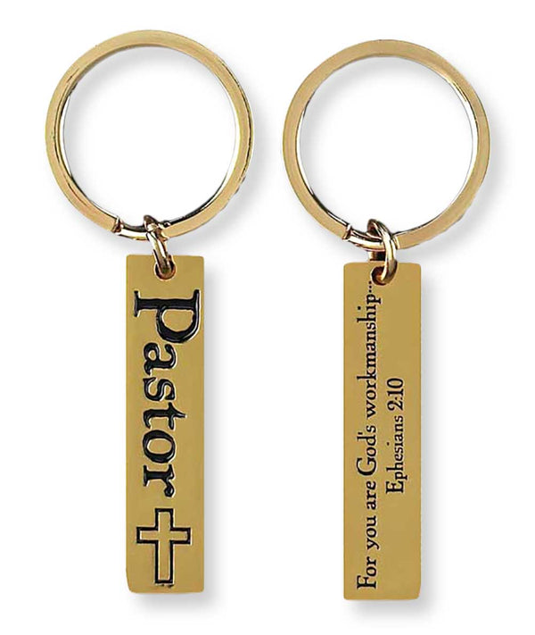 Dicksons Pastor Ephesians 2:10 Gold Finish Christian Metal Key Ring Keychain