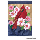 Magnolia Garden Vibrant Pink Blue Red Cardinal 19 x 13 Burlap Small House Flag