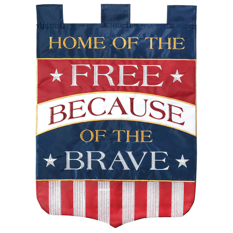 Dicksons Home of The Free Because of The Brave Red White 19 x 7 Large Polyester Outdoor Hanging Garden Flag