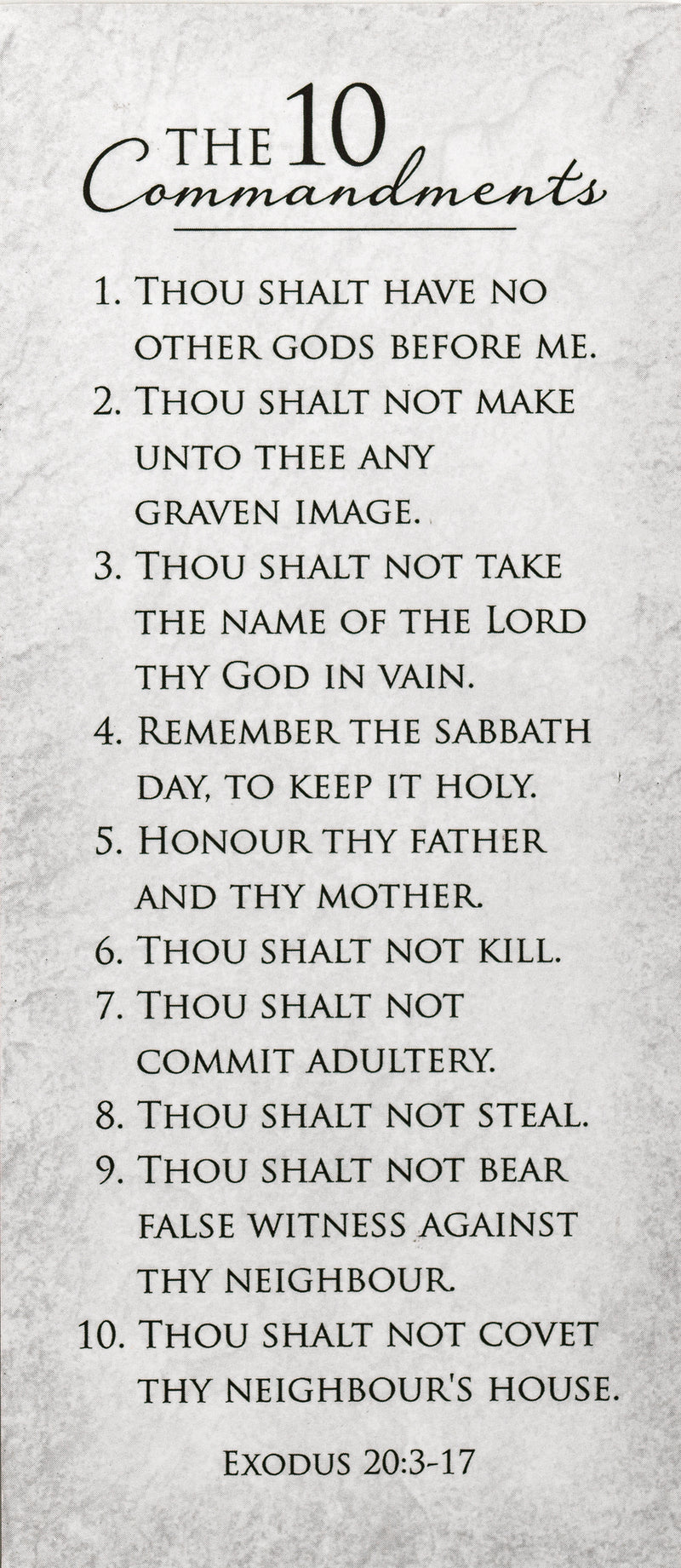 10 Commandments Textured White 6 x 2.5 Cardstock Decorative Magnetic Bookmark