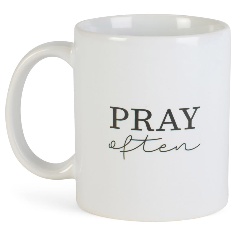 Pray Often Black White 11 ounce Ceramic Novelty Cafe Coffee Tea Cup Mug