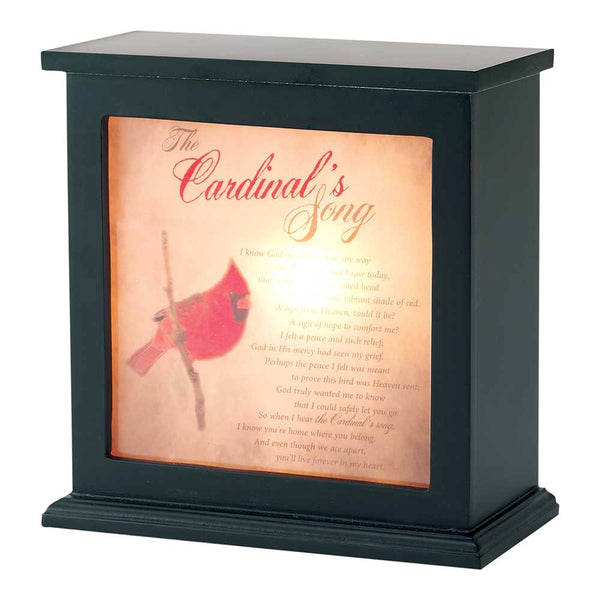 The Cardinal's Song Poem 8 x 8 Wood Box Night Light Table Top Decoration