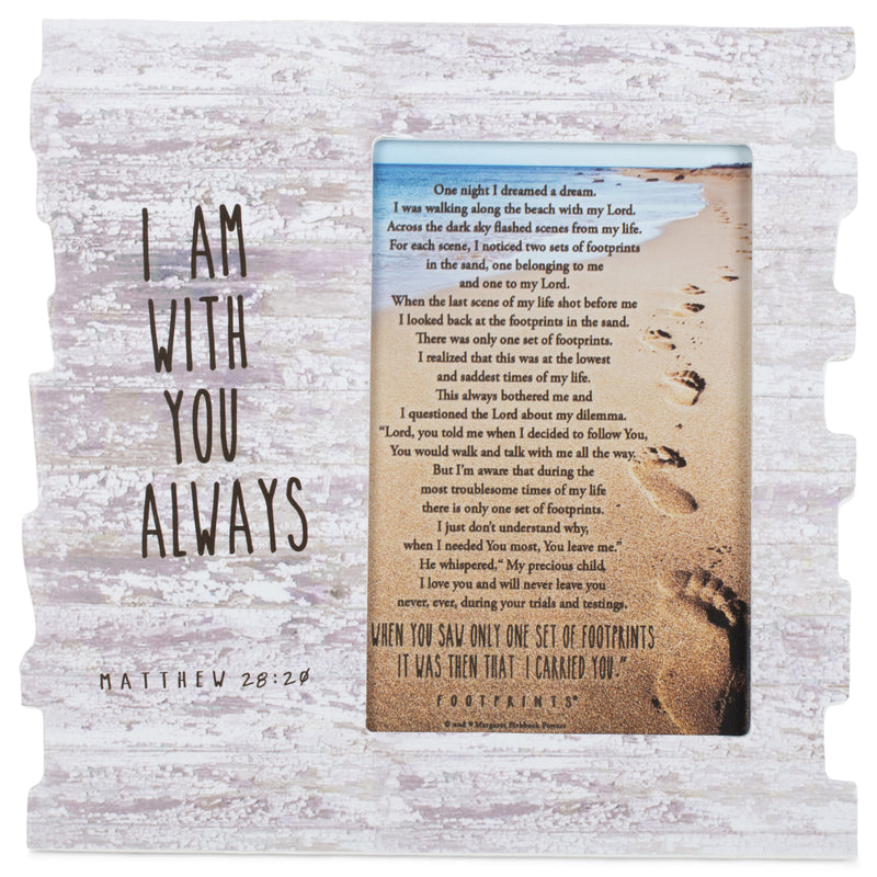 Dicksons I Am with You Footprints Matthew 28:20 Wood 8 x 8 Photo Frame Plaque