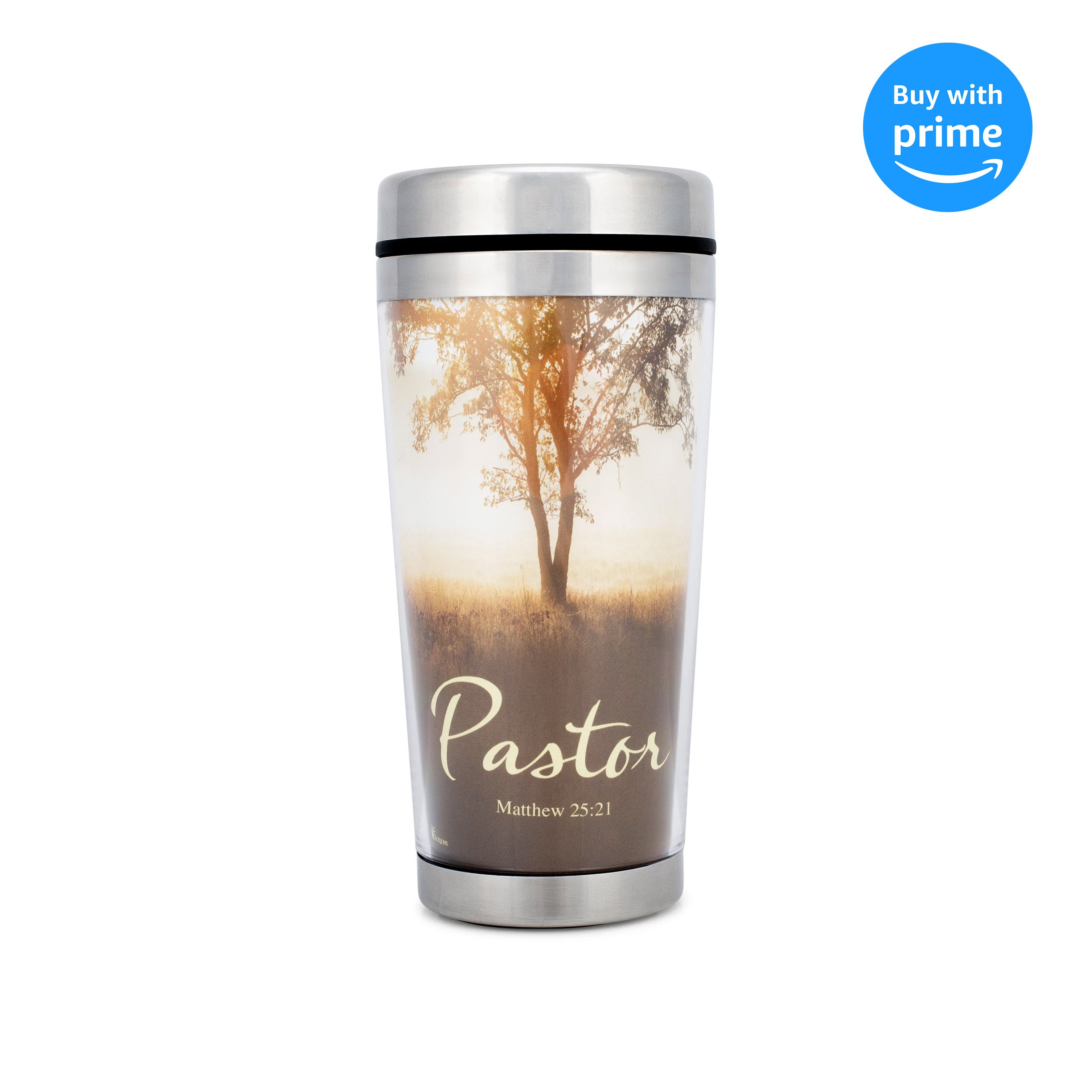 Dicksons Man of God Woodgrain Psalm 18:32 Insulated 16 oz. Stainless Steel Travel Mug with Lid