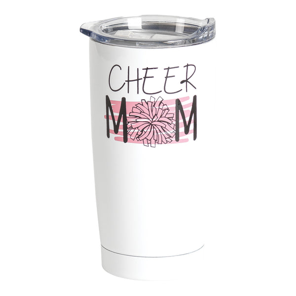 Cheer Mom Pom Pom Pink 20 ounce Stainless Steel Travel Tumbler Mug with Lid