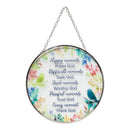 Dicksons Happy Moments Praise Pink Blue Floral 6 x 6 Glass Decorative Outdoor Garden Suncatcher