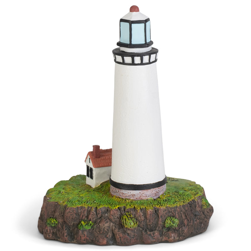 Weathered White Lighted Lighthouse 5 inch Resin Decorative Tabletop Figurine