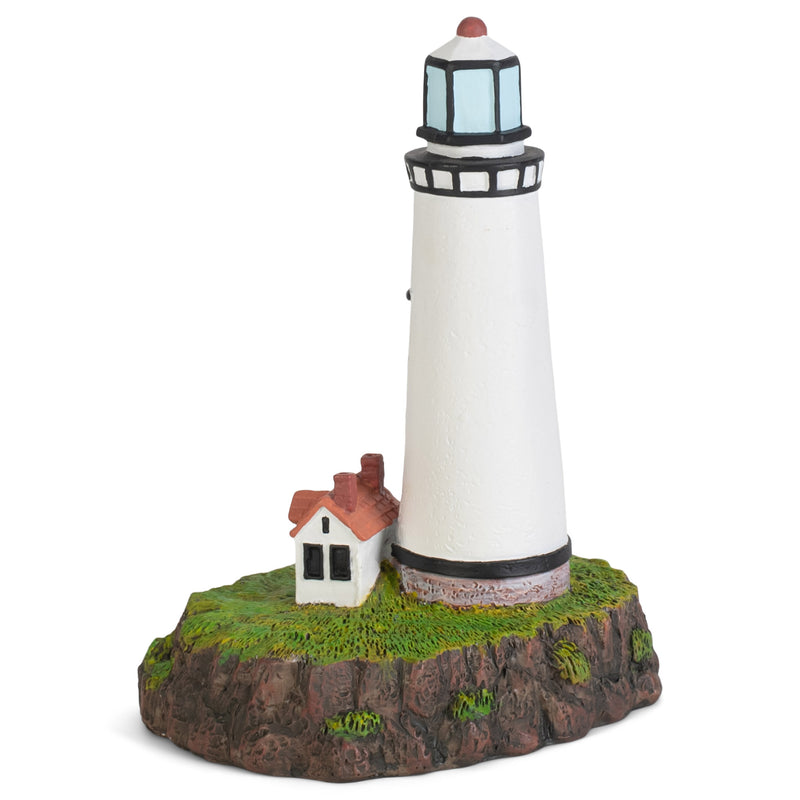 Weathered White Lighted Lighthouse 5 inch Resin Decorative Tabletop Figurine
