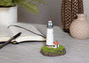 Weathered White Lighted Lighthouse 5 inch Resin Decorative Tabletop Figurine
