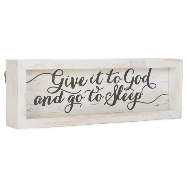 Dicksons Give It to God Go to Sleep Whitewashed 10 x 3 Wood Tabletop Plaque