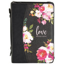 White Dove Designs Bible Cover-Love Never Fails-X Large-Black/Floral