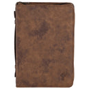 White Dove Designs Bible Cover-Cross-Suede Look-Brown-XLG