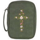 White Dove Designs Bible Cover-Embroidered Cross-Green-XLG