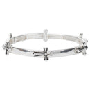 Dicksons Horizontal Petal Flare Cross with Smooth Polished Tile Stretch Bracelet