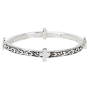 Dicksons Swirl Design with Polished Cross Tile Stretch Bracelet
