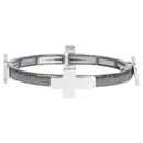 Dicksons Hammered Silver Cross with Textured Gunmetal Tile Stretch Bracelet