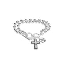 Dicksons Faith Double Beaded Chain with Cross and Disc Drops Toggle Bracelet