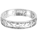 Dicksons Engraved Lord's Prayer Open Tile One Size Silver Plated Metal Women's Charm Stretch Bracelet