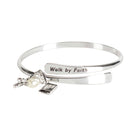 Dicksons Walk By Faith Cross One Size Silver Plated Metal Women's Charm Stretch Bracelet