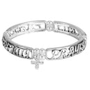 Dicksons Serenity Prayer Cross One Size Silver Plated Metal Women's Charm Stretch Bracelet