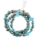 Dicksons Stacked Cross Women's Everyday Turquoise One Size Stone Stretch Bracelets Set of 3