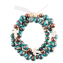 Dicksons Stacked Cross Women's Everyday Turquoise and Ivory One Size Stone Stretch Bracelets Set of 3