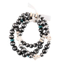Dicksons Stacked Cross Women's Everyday Silvertone One Size Stone Stretch Bracelets Set of 3