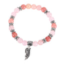 Dicksons Dangle Angel Wing Charm, Coral Tones, One Size, Sodalite Beads, Silver Plated Metal, Women's Stretch Bracelet