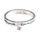 Dicksons You Can Move Mountains Mustard Seed 2.5 Inch Silver Plated Metal Women's Tile Stretch Bracelet