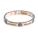 Dicksons The Lords Prayer Our Father 2.5 Inch Silver, Gold and Rose Gold Plated Metal Women's Tile Stretch Bracelet